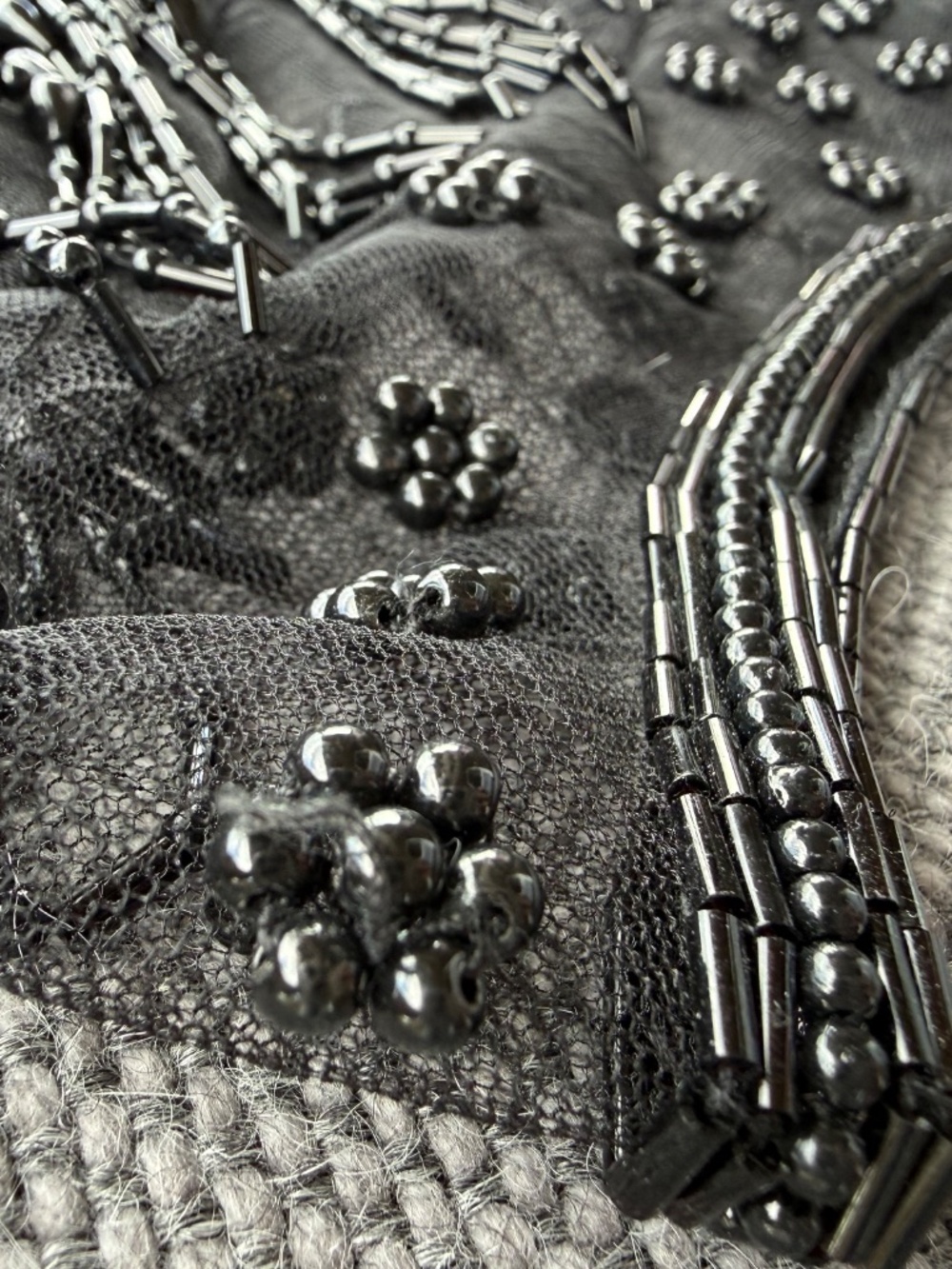 Black Beaded Fringe Collar Overlay –Flapper / Burlesque / Gatsby Statement Piece